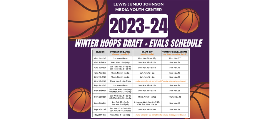 Winter Hoops Eval/Draft Schedule